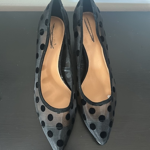 J. Crew Factory Esme mesh polka dot kitten heels shoes BC189 Black - Picture 5 of 12